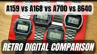 Casio Retro Digital Comparison : A159 (A158), A168, A700, B640 (A159W/A158W, A168W, A700W, B640W)