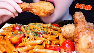 ASMR CREAMY FIRE PENNE PASTA + FRIED CHICKEN 크림 불닭 펜네 파스타 + 치킨 EATING SOUNDS MUKBANG / NO TALKING