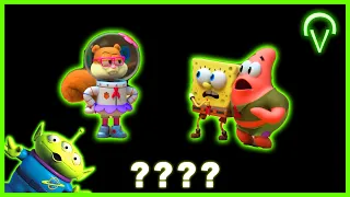 13 SpongeBob Patrick Sandy 3D PART 2 🔊 "Dipstick Dipstick!!!" 🔊 Sound Variations in 61 Seconds