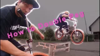 How to Double Pegs BMX/MTB + bunny hop in the rail  как сделать дабл пег на бмх  банихоп с даблпега