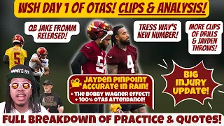 🎥WSH Day 1 OTAs Notes & Clips! WAGNER EFFECT! JD 🎯 in RAIN! Jake Fromm Cut! 100% Commitment! INTs!👀