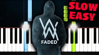 Alan Walker - Faded - SLOW EASY Piano Tutorial (Version 2)