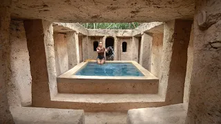 Girl Living Off Grid Build The Most Amazing Underground Ruin Temple House Swimming Pool