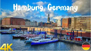 Hamburg, Germany Walking Tour 4K 60fps -  A beautiful German City