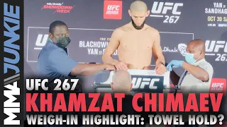 #UFC267 weigh-ins: Khamzat Chimaev needs 3 attempts after towel hold, scale malfunction