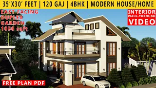 35'x30' FEET HOUSE PLAN | 4BHK BUNGALOW  | 120 GAJ | 1050sqft HOUSE PLAN | EAST FACING DUPLEX DESIGN