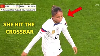 17 Year Old Alyssa Thompson OUTSTANDING Cameo USWNT vs Spain