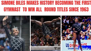 WATCH HIGHLIGHT SIMONE BILES MAKES HISTORY BECOMING THE FIRST GYMNAST TO WIN ALL TITLES