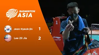 Jeon Hyeok-jin 1 - 2 Lee Zii Jia | Badminton Asia Team Championships 2022
