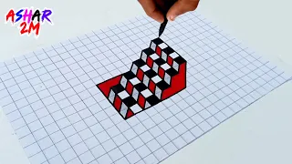 How to Draw 3D 😱 3D Stairs Illusion Drawing on Paper Step by Step for Beginners | 3D Art | Ashar 2M