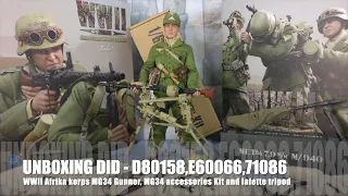 1/6 UNBOXING (DID)WWII GERMAN AFRIKA KORPS MG34 GUNNER BIALAS, MG34 ACCESSORIES KIT & LAFETTE TRIPOD