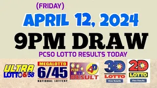 Lotto Result Today 9pm draw April 12, 2024 6/58 6/45 4D Swertres Ez2 PCSO#lotto