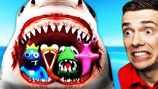 Feeding RAINBOW FRIENDS To MEGALODON SHARK (GTA 5)