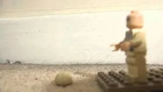 Stopmotion Lego man sinking in quick sand