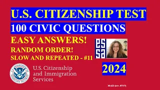 2024 Random 100 Civics Questions and Answers | U S  Citizenship Interview | Slow Easy Answer