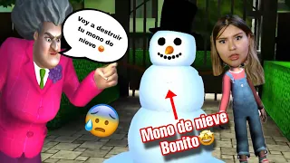 LA MAESTRA QUIERE DESTRUIR MI MONO DE NIEVE (SCARY TEACHER 3D)