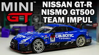 Unboxing & Showcase Mini GT 1/64 Nissan GT-R Nismo GT500 #12 Team Impul Calsonic 2021 SUPER GT