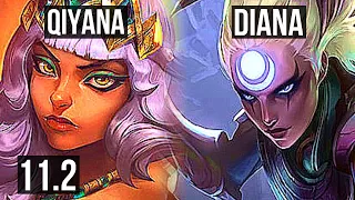 QIYANA vs DIANA (MID) | 13/2/8, 1000+ games, Legendary, 800K mastery | KR Diamond | v11.2