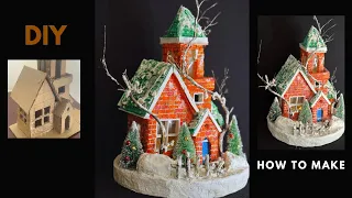 DIY Amazing Christmas house using cardboard and coffee sticks | DIY winter house | Christmas decor.