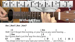 Without You - Harry Nilsson/Mariah Carey/W. Houston/Badfinger/Cover, Chords & Lyrics, Guitar Lesson