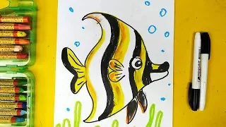 Как нарисовать Рыбку - Урок рисования Тропическая рыба