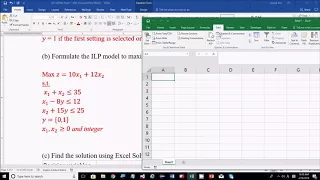 Integer Linear Programming: Excel Solver Example 1