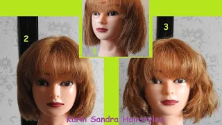 French Bob haircut tutorial with Blunt Bangs and 3 hair styles