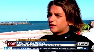 Incredible rescue at sea: surfer saves boater