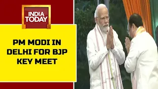 PM Modi Arrives At BJP Delhi Office For Parliamentary Board Meeting On Presidential Elections 2022