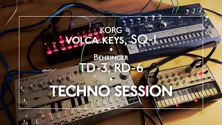 TD-3, RD-6, volca keys & SQ-1 / Techno Session