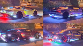 【諸星一家】空吹かし電飾 スーパーカー加速サウンド‼️／Supercars sound in Japan. Aventador, Huracan, AMGGT, Diablo, more‼️