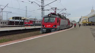 ЭП20-077 с поездом №107 Вологда-Москва отправляется со станции Ярославль-Главный