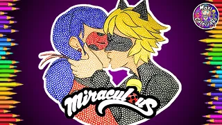 MIRACULOUS COLORING BOOK PAGES LADYBUG AND CATNOIR, MARINETTE AND ADRIEN IN LOVE TUTO