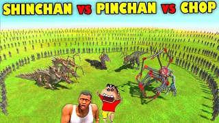 SHINCHAN CUSTOM UNIT vs PINCHAN vs CHOP in Animal Revolt Battle Simulator with FRANKLIN