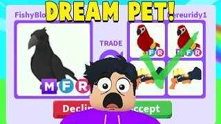 Trading MEGA CROW in RICH Adopt Me Server! (DREAM PET?!)