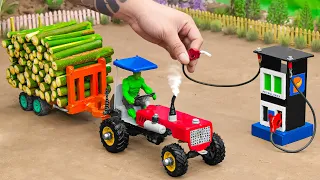 Diy mini tractor fully bamboo loaded trolley science project | DIY mini tractor trolley heavy truck