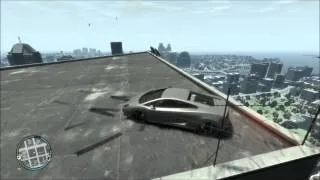 GTA 4 - Прыжок с небоскреба на машине в дерево.