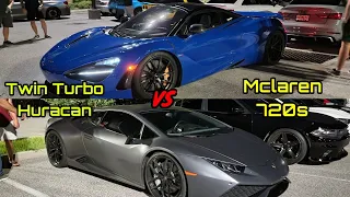 Twin Turbo Lamborghini Huracan VS Mclaren 720s! | Epic Street Race & Near Crash!