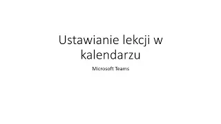 Ustawianie lekcji w kalendarzu