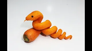 Beautiful Carrot Snake Carving | Vegetables Art #AnbusHandwork