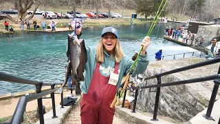 CATCH and COOK at the WORLD'S CRAZIEST Trout Fishing River!!! (THOUSANDS of FISHERMEN!)