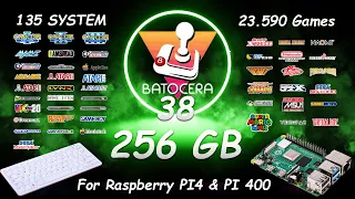 Batocera 38 256 Gb for Raspberry Pi 4 & Pi 400 with 135 Emulated Systems and 20,500+ Games!