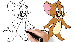 how to draw Jerry the Mouse from Tom and jerry step by step