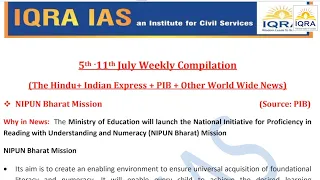 #upsc Weekly Current Affairs 5 July to 11 July 2021