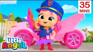 Jills Pink Police Car | Jobs and Career Songs  Little Angel Nursery Rhymes for Kids