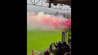 Standard Liege ultras with PYRO at Seraing away