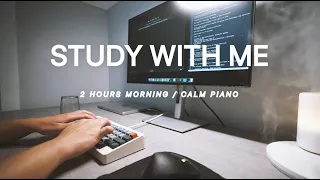 🌧️ 2-HOUR STUDY WITH ME | 🎹 Calm Piano, Gentle Rain | Pomodoro 50/10 | US Medical Student Study