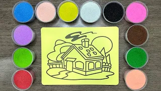 Tô Màu Tranh Cát Ngôi Nhà Ống Khói - Colored Sand Chimney House - Chị Tiên Nhỏ