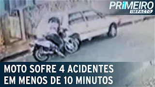 Motociclista sofre quatro acidentes em menos de dez minutos | Primeiro Impacto (17/06/22)