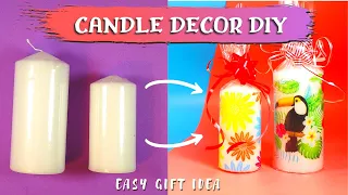 Decoupage Candles with HAIRDRYER | Candle Decorations Ideas for Christmas | Handmade Gifts 🌟🌟